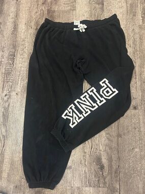 PINK Victoria's Secret Black Joggers with White Logo